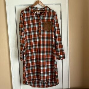 🍁Marleylilly PumpkinPlaid Shirtdress (with optional belt).  Size2x.